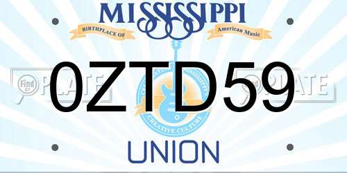 0ZTD59 Mississippi License Plate