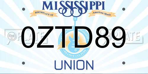 0ZTD89 Mississippi License Plate