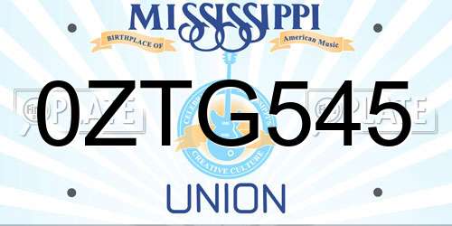 0ZTG545 Mississippi License Plate