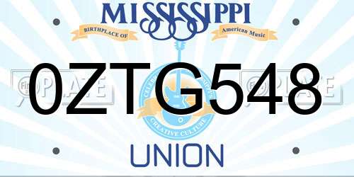 0ZTG548 Mississippi License Plate