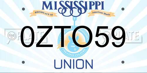 0ZTO59 Mississippi License Plate