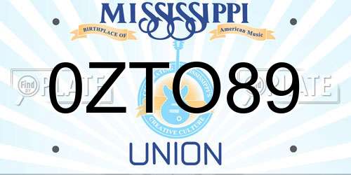 0ZTO89 Mississippi License Plate