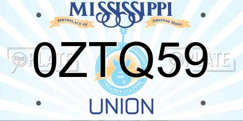 0ZTQ59 Mississippi License Plate