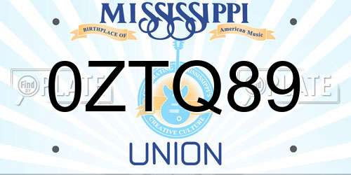 0ZTQ89 Mississippi License Plate