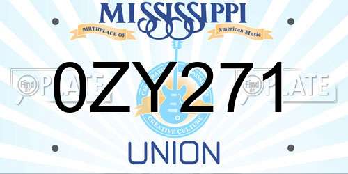 0ZY271 Mississippi License Plate