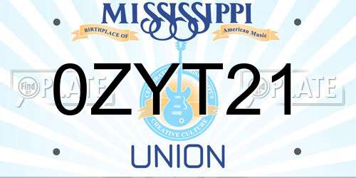 0ZYT21 Mississippi License Plate