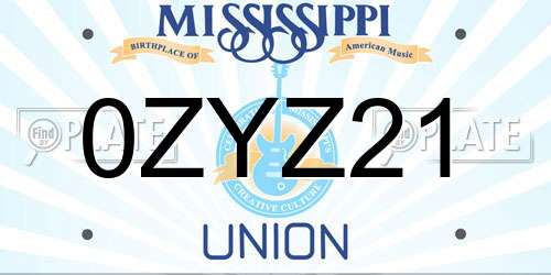 0ZYZ21 Mississippi License Plate