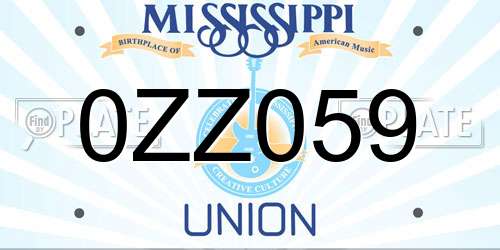 0ZZ059 Mississippi License Plate