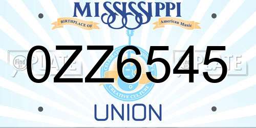 0ZZ6545 Mississippi License Plate