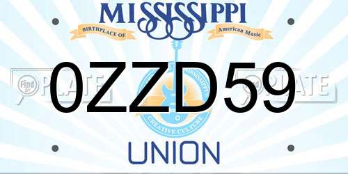 0ZZD59 Mississippi License Plate