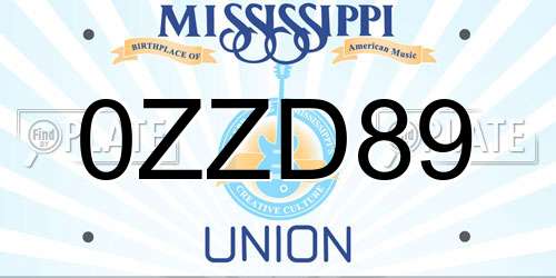 0ZZD89 Mississippi License Plate