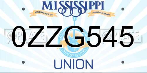 0ZZG545 Mississippi License Plate
