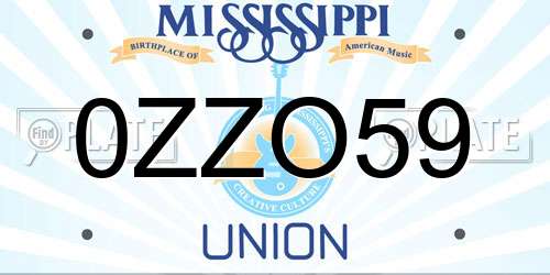 0ZZO59 Mississippi License Plate