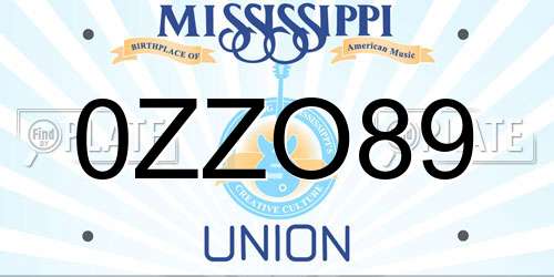 0ZZO89 Mississippi License Plate