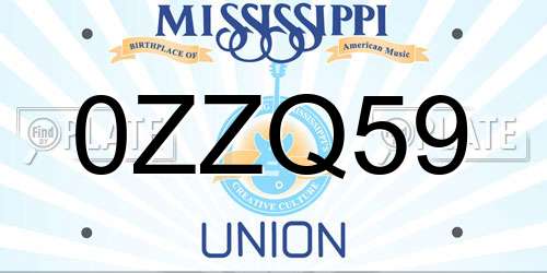 0ZZQ59 Mississippi License Plate