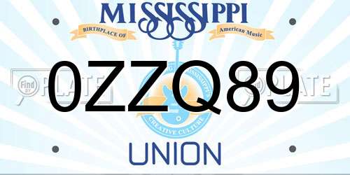 0ZZQ89 Mississippi License Plate
