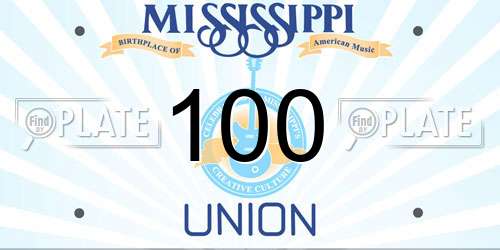 100 Mississippi License Plate