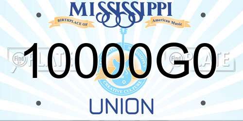 10000G0 Mississippi License Plate