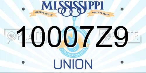 10007Z9 Mississippi License Plate