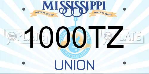 1000TZ Mississippi License Plate