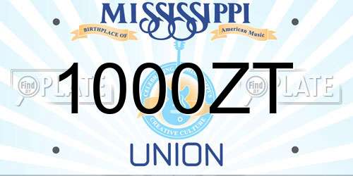 1000ZT Mississippi License Plate