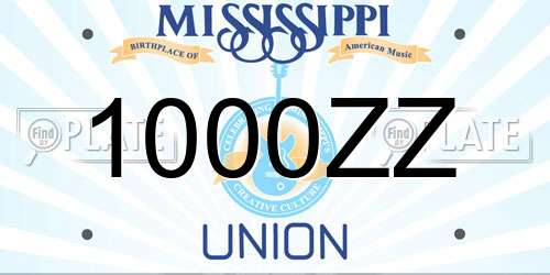 1000ZZ Mississippi License Plate