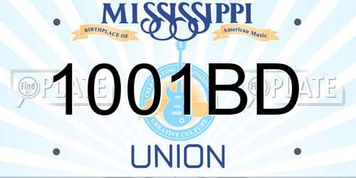 1001BD Mississippi License Plate