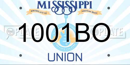 1001BO Mississippi License Plate