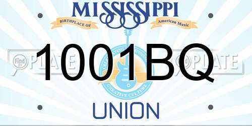 1001BQ Mississippi License Plate