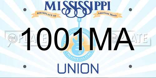 1001MA Mississippi License Plate