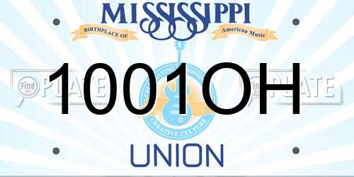 1001OH Mississippi License Plate