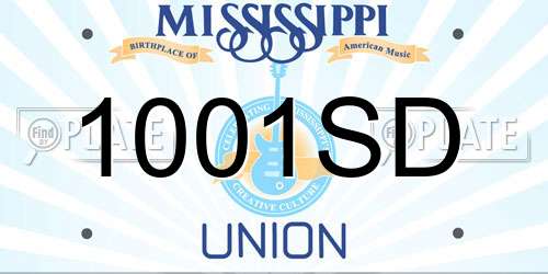 1001SD Mississippi License Plate
