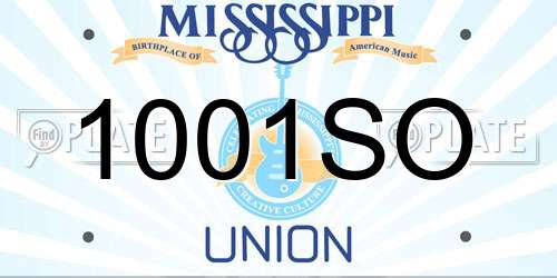 1001SO Mississippi License Plate
