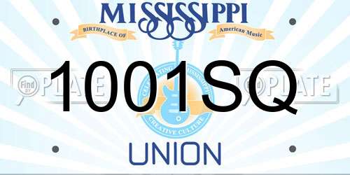 1001SQ Mississippi License Plate