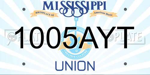 1005AYT Mississippi License Plate
