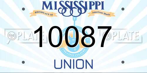 10087 Mississippi License Plate