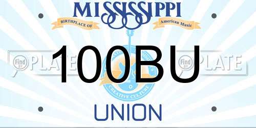 100BU Mississippi License Plate