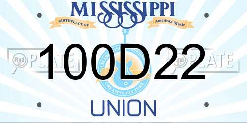 100D22 Mississippi License Plate
