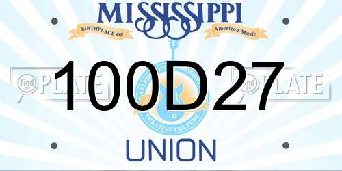 100D27 Mississippi License Plate