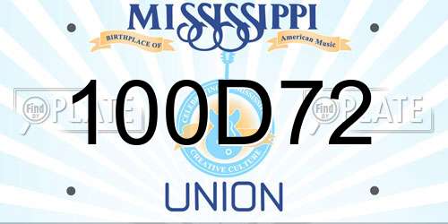 100D72 Mississippi License Plate
