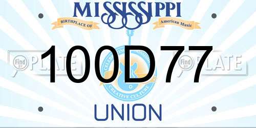 100D77 Mississippi License Plate