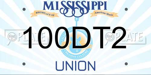 100DT2 Mississippi License Plate