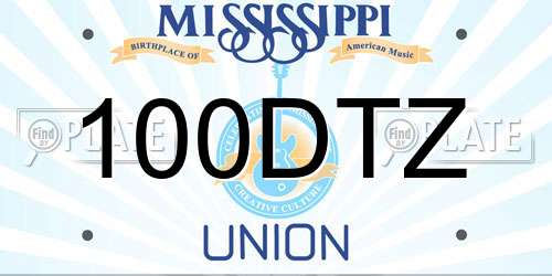 100DTZ Mississippi License Plate