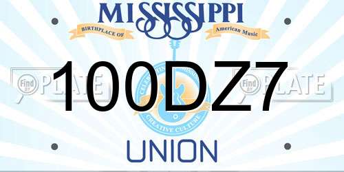 100DZ7 Mississippi License Plate