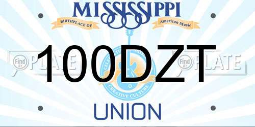 100DZT Mississippi License Plate
