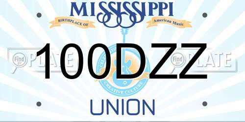 100DZZ Mississippi License Plate