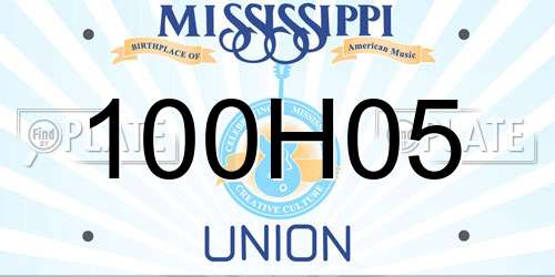 100H05 Mississippi License Plate