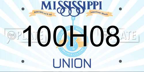 100H08 Mississippi License Plate