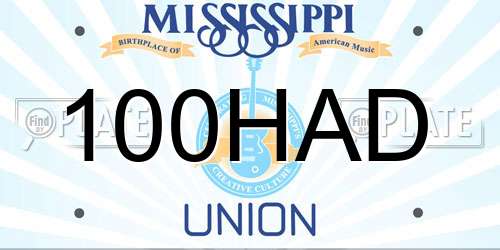 100HAD Mississippi License Plate