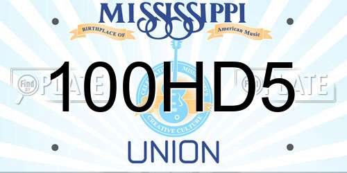 100HD5 Mississippi License Plate